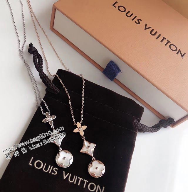 Louis Vuitton純銀飾品 路易威登三花白貝項鏈 LV四葉草吊墜鎖骨鏈  zglv1969
